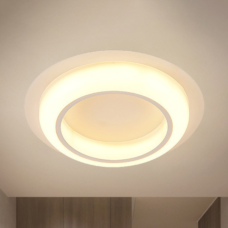 Nordic Led Circle Ceiling Light In Acrylic - Sleek Flush Mount For Bedroom White
