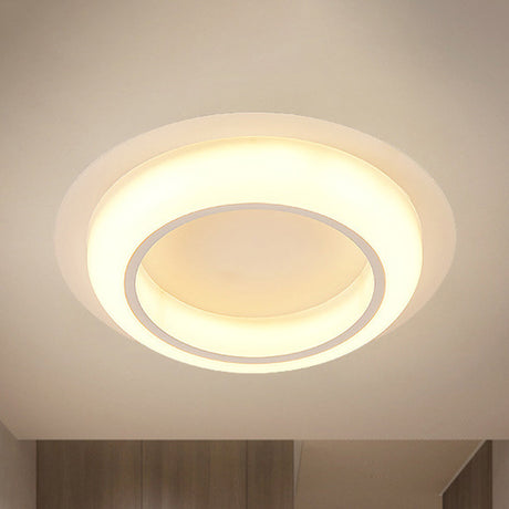 Nordic Led Circle Ceiling Light In Acrylic - Sleek Flush Mount For Bedroom White