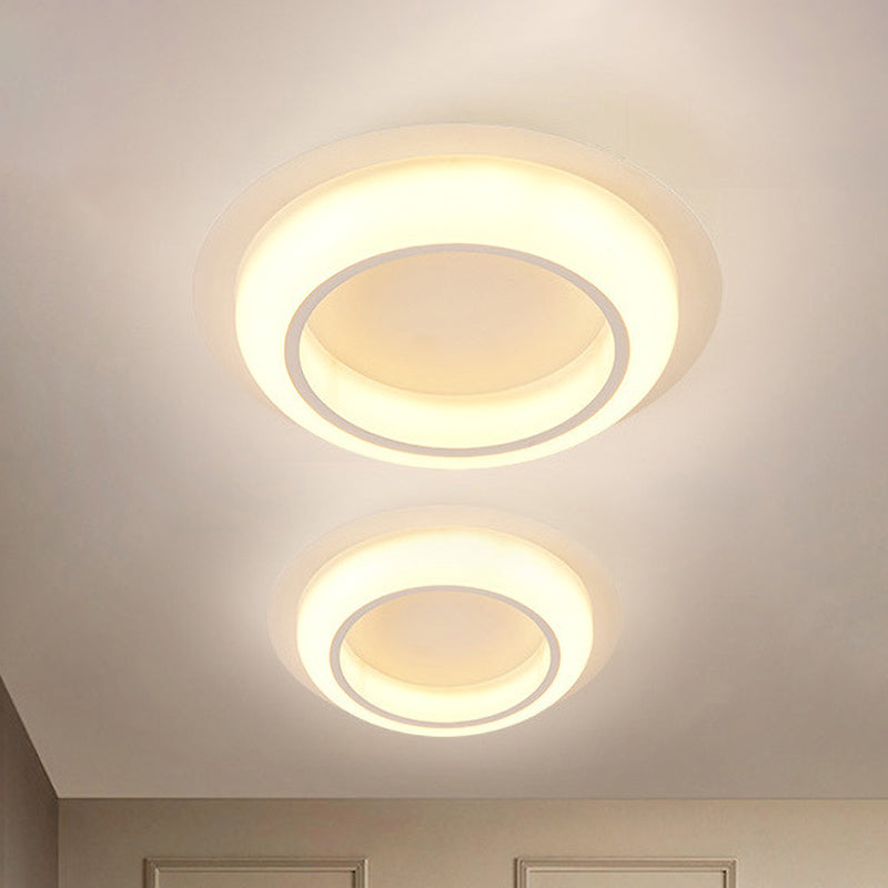 Nordic Led Circle Ceiling Light In Acrylic - Sleek Flush Mount For Bedroom