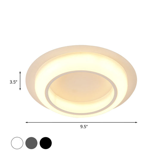 Nordic Led Circle Ceiling Light In Acrylic - Sleek Flush Mount For Bedroom