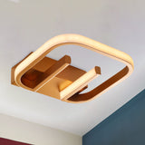 Geometric Led Ceiling Light In Nordic White/Black/Gold With Metallic Finish - Perfect For Hallways