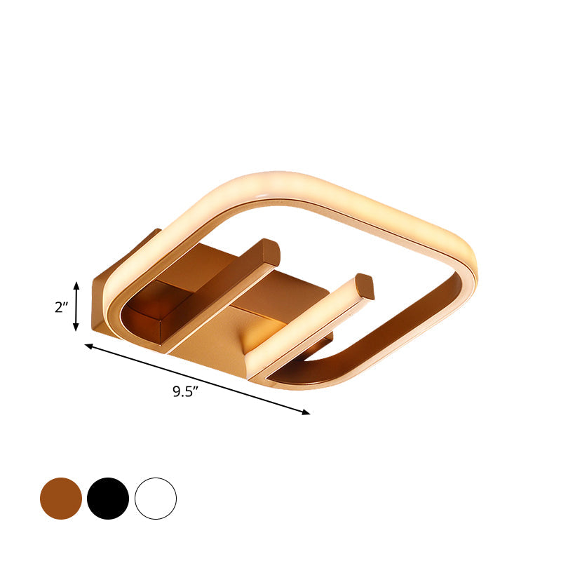 Geometric Led Ceiling Light In Nordic White/Black/Gold With Metallic Finish - Perfect For Hallways