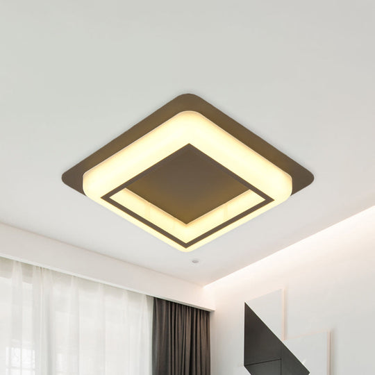 Contemporary Acrylic Led Flush Light For Bedroom - Square Ceiling Mount In White/Black/Grey
