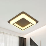 Contemporary Acrylic Led Flush Light For Bedroom - Square Ceiling Mount In White/Black/Grey
