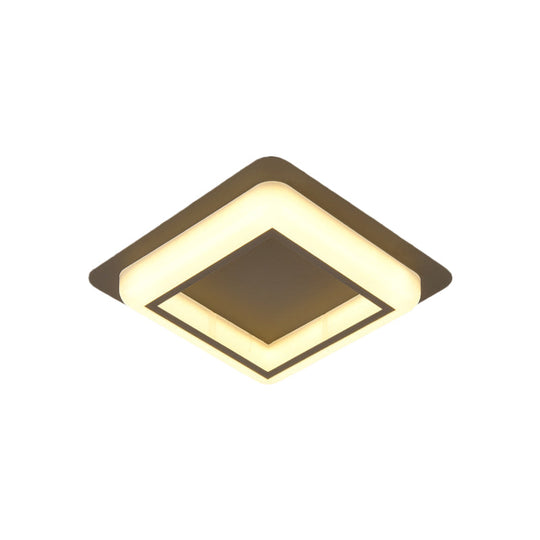 Contemporary Acrylic Led Flush Light For Bedroom - Square Ceiling Mount In White/Black/Grey