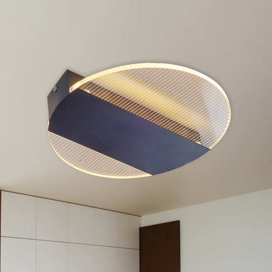Minimal Geometric Flushmount Led Ceiling Light In Black/White/Gold - White/Warm Lighting