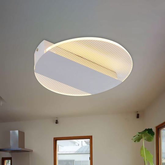 Minimal Geometric Flushmount Led Ceiling Light In Black/White/Gold - White/Warm Lighting
