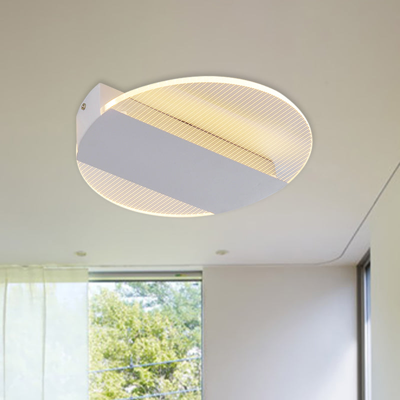 Minimal Geometric Flushmount Led Ceiling Light In Black/White/Gold - White/Warm Lighting