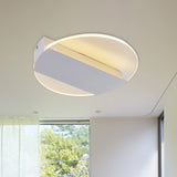 Minimal Geometric Flushmount Led Ceiling Light In Black/White/Gold - White/Warm Lighting