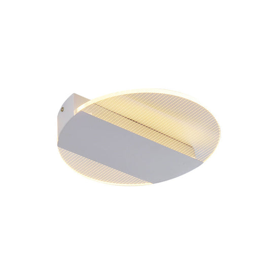 Minimal Geometric Flushmount Led Ceiling Light In Black/White/Gold - White/Warm Lighting