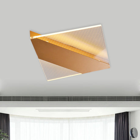 Modern Geometric Led Ceiling Lamp - Black/White/Gold Flush Mount For Bedroom White/Warm Light Gold /