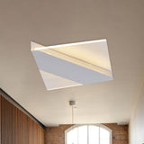 Modern Geometric Led Ceiling Lamp - Black/White/Gold Flush Mount For Bedroom White/Warm Light