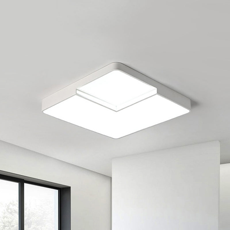 Modern Led Square Flush Mount Ceiling Light Fixture - White/Black White/Warm (16.5’/20.5’ W)