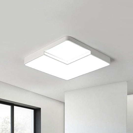 Modern Led Square Flush Mount Ceiling Light Fixture - White/Black White/Warm (16.5/20.5 W)