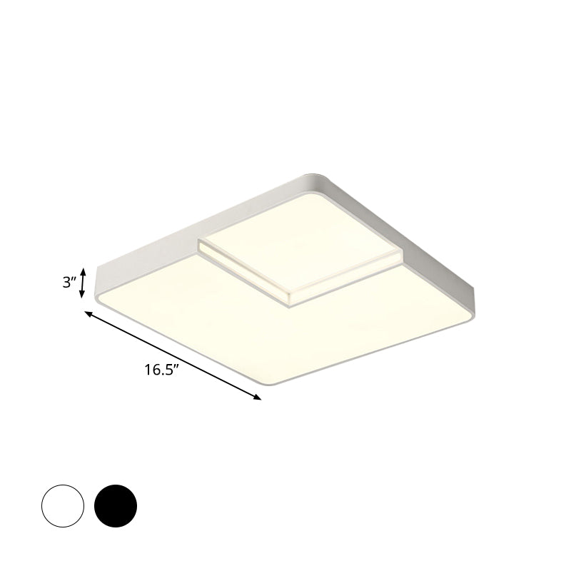 Modern Led Square Flush Mount Ceiling Light Fixture - White/Black White/Warm (16.5’/20.5’ W)