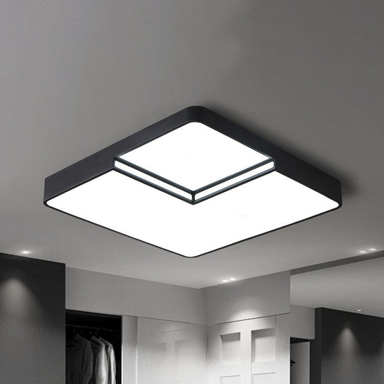 Modern Led Square Flush Mount Ceiling Light Fixture - White/Black White/Warm (16.5’/20.5’ W)