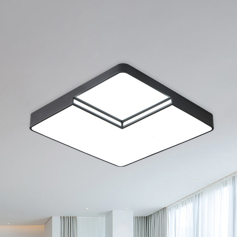 Modern Led Square Flush Mount Ceiling Light Fixture - White/Black White/Warm (16.5/20.5 W)