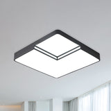 Modern Led Square Flush Mount Ceiling Light Fixture - White/Black White/Warm (16.5/20.5 W)