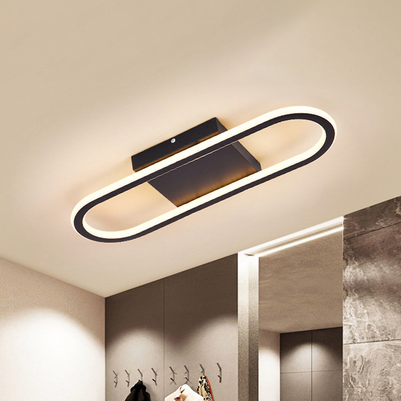 Ellipse Led Ceiling Light - 15’/19’ Metal Flush Mount Simple Black/White Design White/Warm Glow