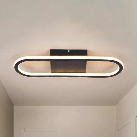 Ellipse Led Ceiling Light - 15/19 Metal Flush Mount Simple Black/White Design White/Warm Glow