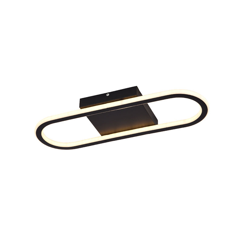 Ellipse Led Ceiling Light - 15’/19’ Metal Flush Mount Simple Black/White Design White/Warm Glow