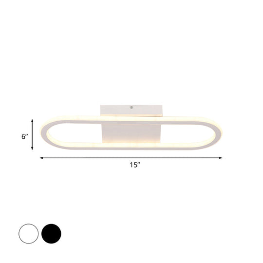 Ellipse Led Ceiling Light - 15’/19’ Metal Flush Mount Simple Black/White Design White/Warm Glow