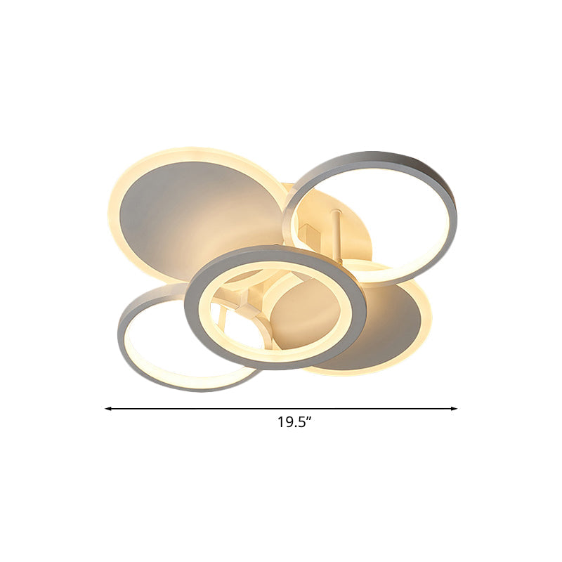 Sleek 16’/19.5’ W Metal Circular Semi Flush Mount Led Ceiling Light For Bedroom - White/Warm