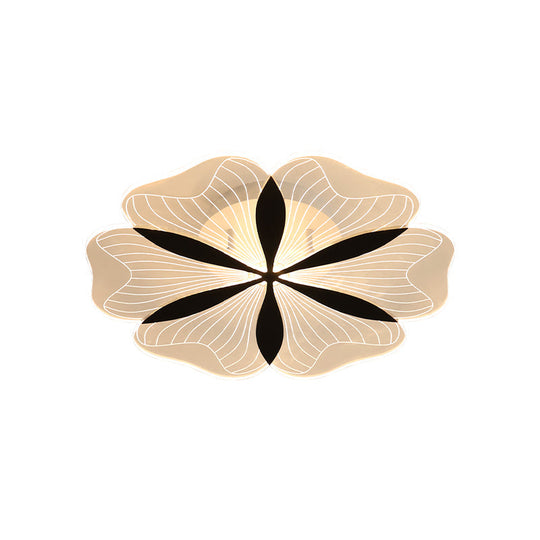 Minimalist Nordic Led Ceiling Flush Mount In Black White/Warm Light - Flower-Inspired Design
