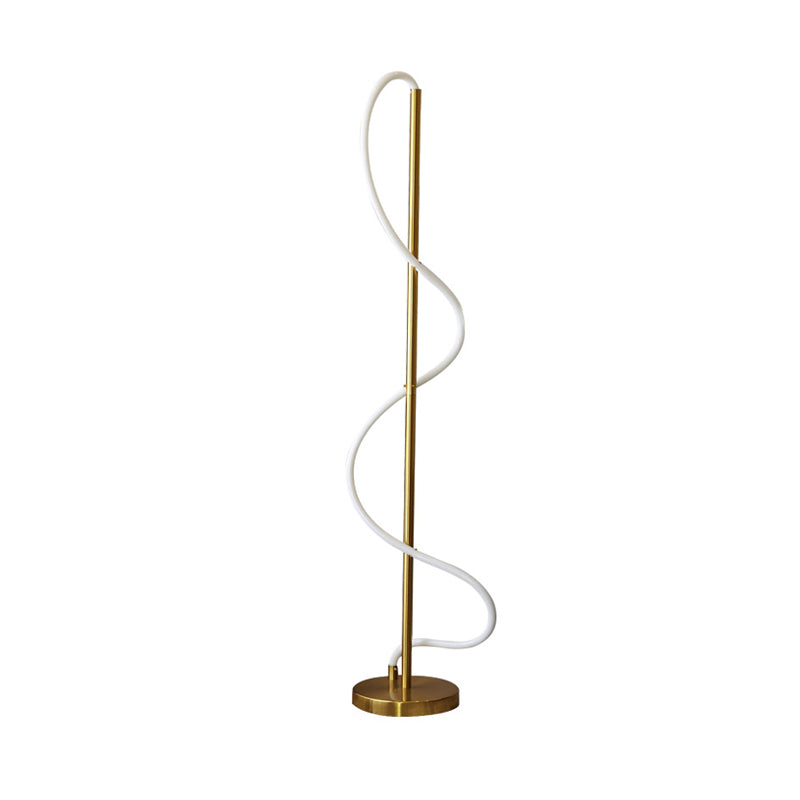 Metallic Gold Led Floor Lamp For Study Room - Modernist Spiral Line Reading Light