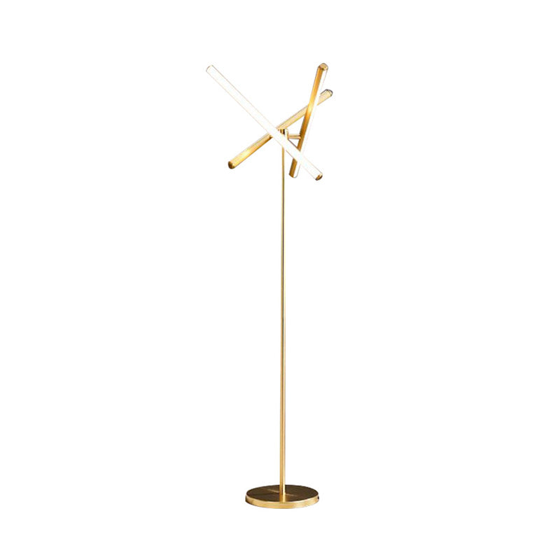 Sleek Gold Geometric Led Floor Lamp For Living Room