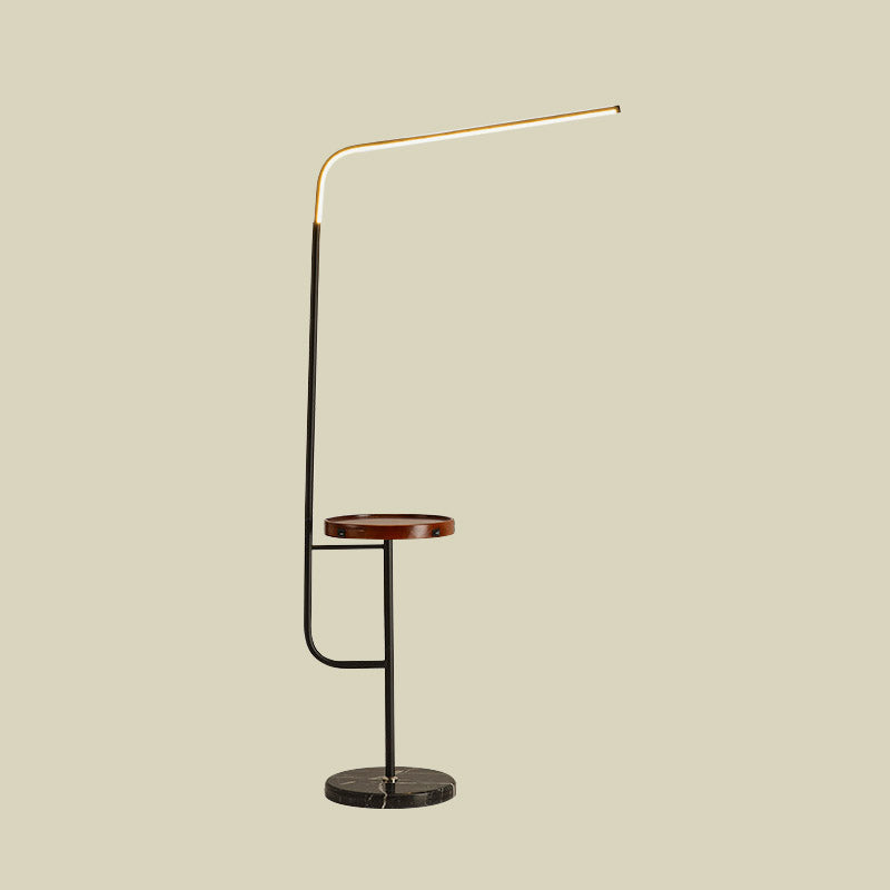 Nordic Acrylic Led Tubular Floor Light With Shelf - Bedroom Stand Up Lamp In Black/White