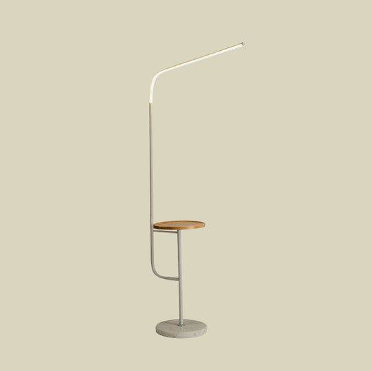 Nordic Acrylic Led Tubular Floor Light With Shelf - Bedroom Stand Up Lamp In Black/White