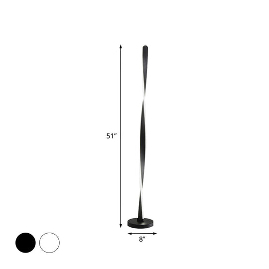 Modern Acrylic Twisted Stick Floor Lamp - Black/White Led Stand Up Light With Spiral Design In