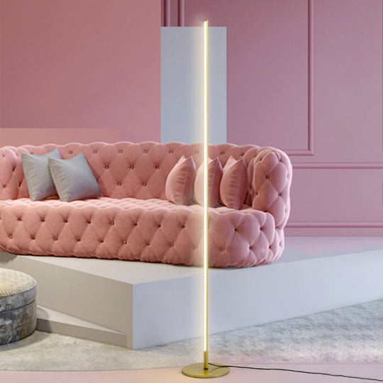 Minimalist Gold Led Floor Lamp | Warm/White Lighting For Bedroom / Warm