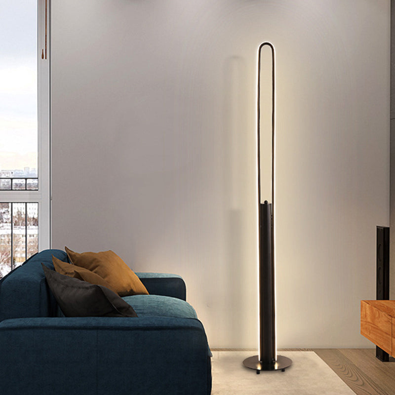Minimalist Led Reading Floor Lamp In Acrylic Tubular Design - Black/White/Gold Warm/White Light