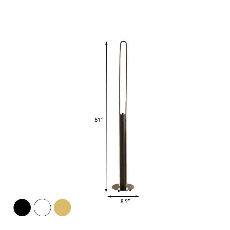 Minimalist Led Reading Floor Lamp In Acrylic Tubular Design - Black/White/Gold Warm/White Light