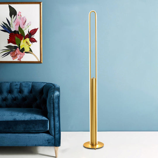 Minimalist Led Reading Floor Lamp In Acrylic Tubular Design - Black/White/Gold Warm/White Light