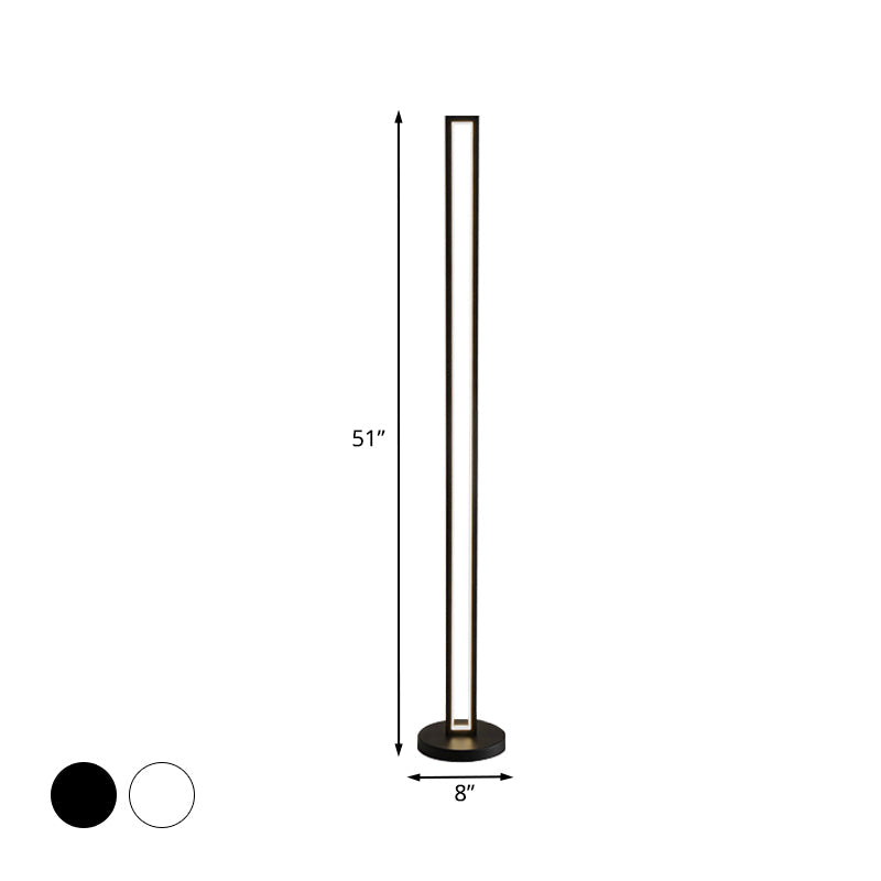 Metallic Black/White Led Floor Lamp - Contemporary Rectangle Frame Stand Up With Warm/White Light
