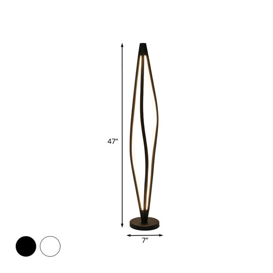 Geometric Led Floor Reading Light In Black/White - Nordic Design