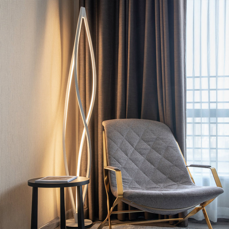 Geometric Led Floor Reading Light In Black/White - Nordic Design