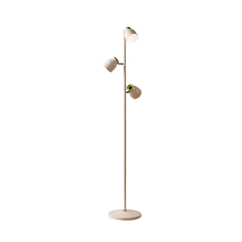 Modernist Metal Floor Reading Lamp - Trumpet Shape 2/3-Head White Ideal For Study Room
