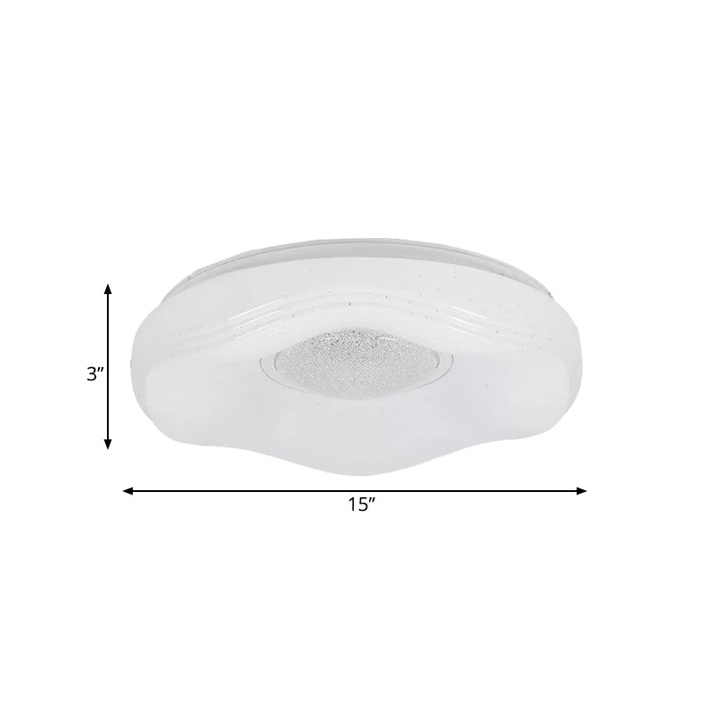 Modernist Led Flush Light With Acrylic White Flower Shade In White/Warm Available 15/19 Widths