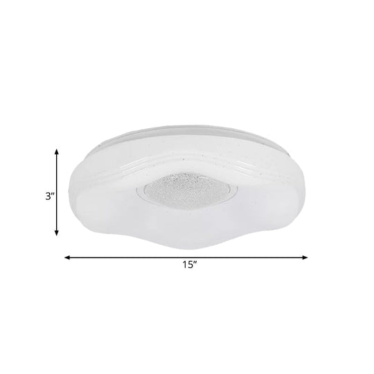 Modernist Led Flush Light With Acrylic White Flower Shade In White/Warm Available 15/19 Widths