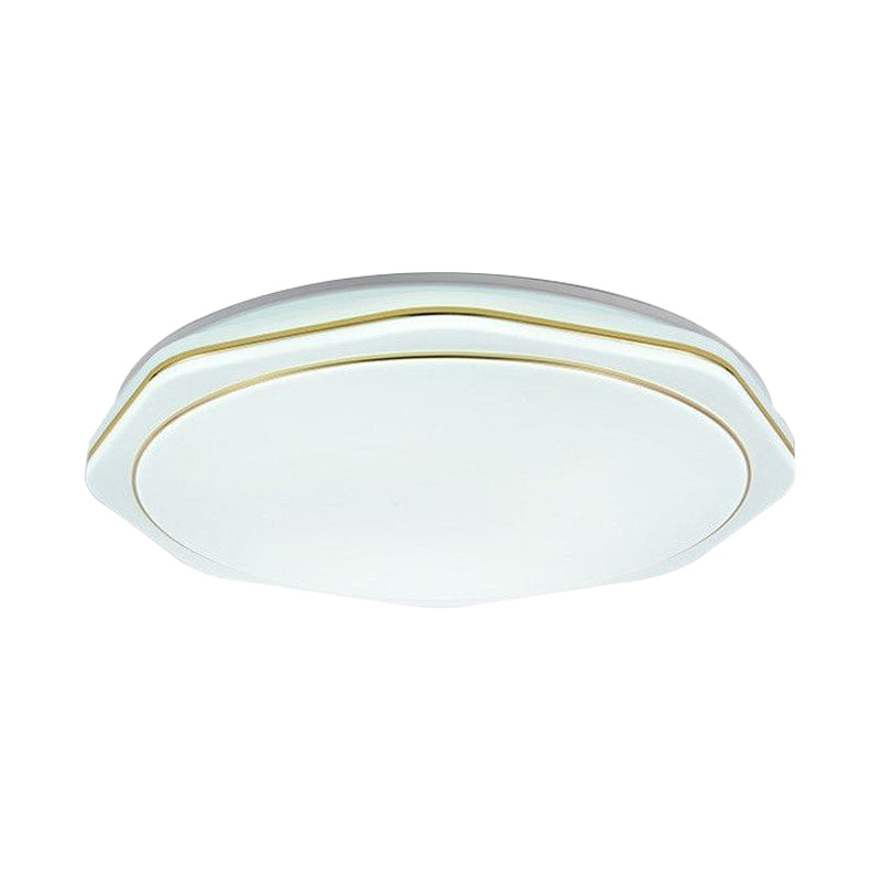 Modern White Led Acrylic Ceiling Lamp - 16’/19.5’ Geometry Flushmount For Bedroom Lighting