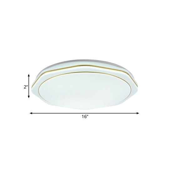 Modern White Led Acrylic Ceiling Lamp - 16’/19.5’ Geometry Flushmount For Bedroom Lighting