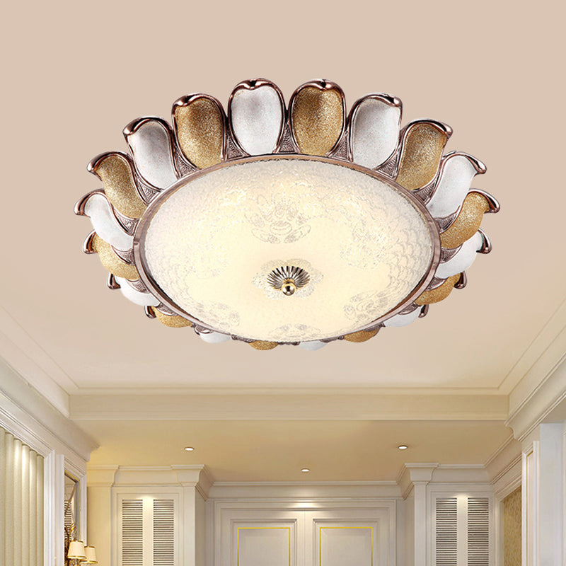 Sunflower Glass Ceiling Lamp: Textured Led Flush Mount 14’/18’/22’ Width Silver/Gold Ideal