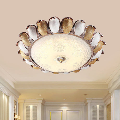 Sunflower Glass Ceiling Lamp: Textured Led Flush Mount 14/18/22 Width Silver/Gold Ideal For