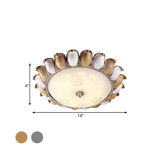 Sunflower Glass Ceiling Lamp: Textured Led Flush Mount 14/18/22 Width Silver/Gold Ideal For