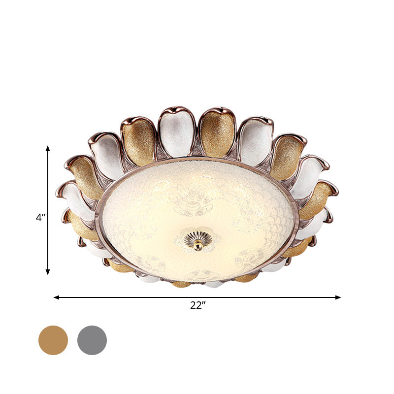 Sunflower Glass Ceiling Lamp: Textured Led Flush Mount 14/18/22 Width Silver/Gold Ideal For