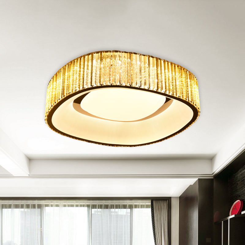 Minimalist Crystal Prism Led Flushmount Lamp For Bedroom - White Flush Mount Light